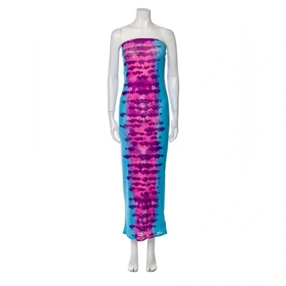 ROCOCO SAND Opal Maxi Dress Purple Blue Pink Tie Dye Size Small NWT